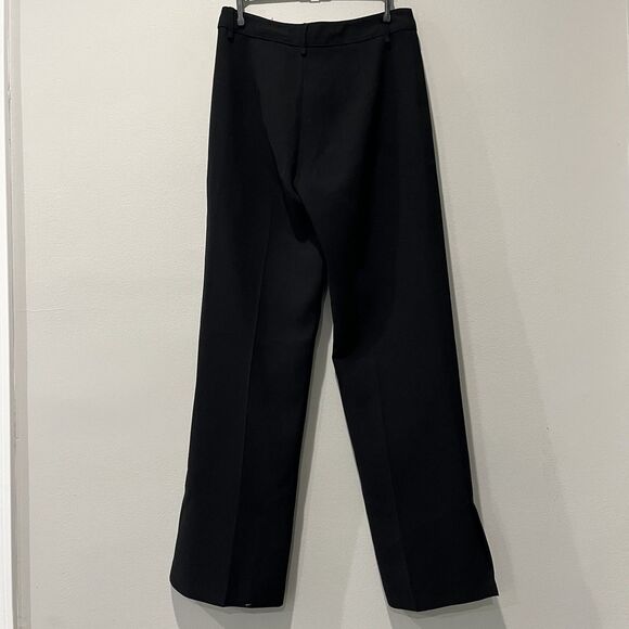 MNG Mango Wide Leg Dress Pants Women’s 6 Black Center Seam Slit Office - Picture 2 of 7